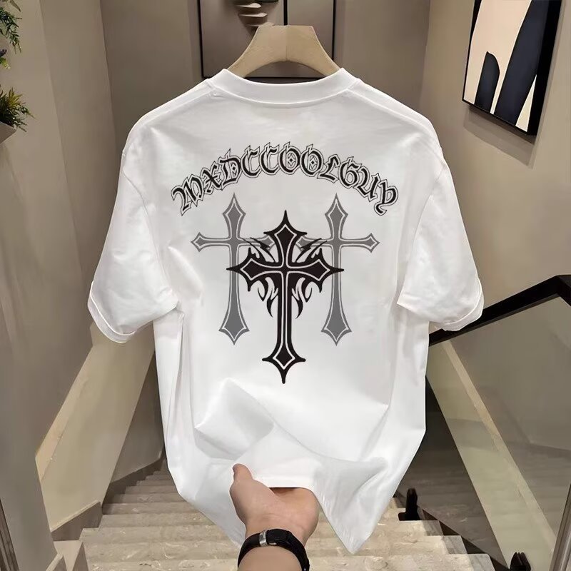 New summer trendy pure cotton men's short-sleeved shirt, stylish, casual, simple, versatile, unique print, loose fit.