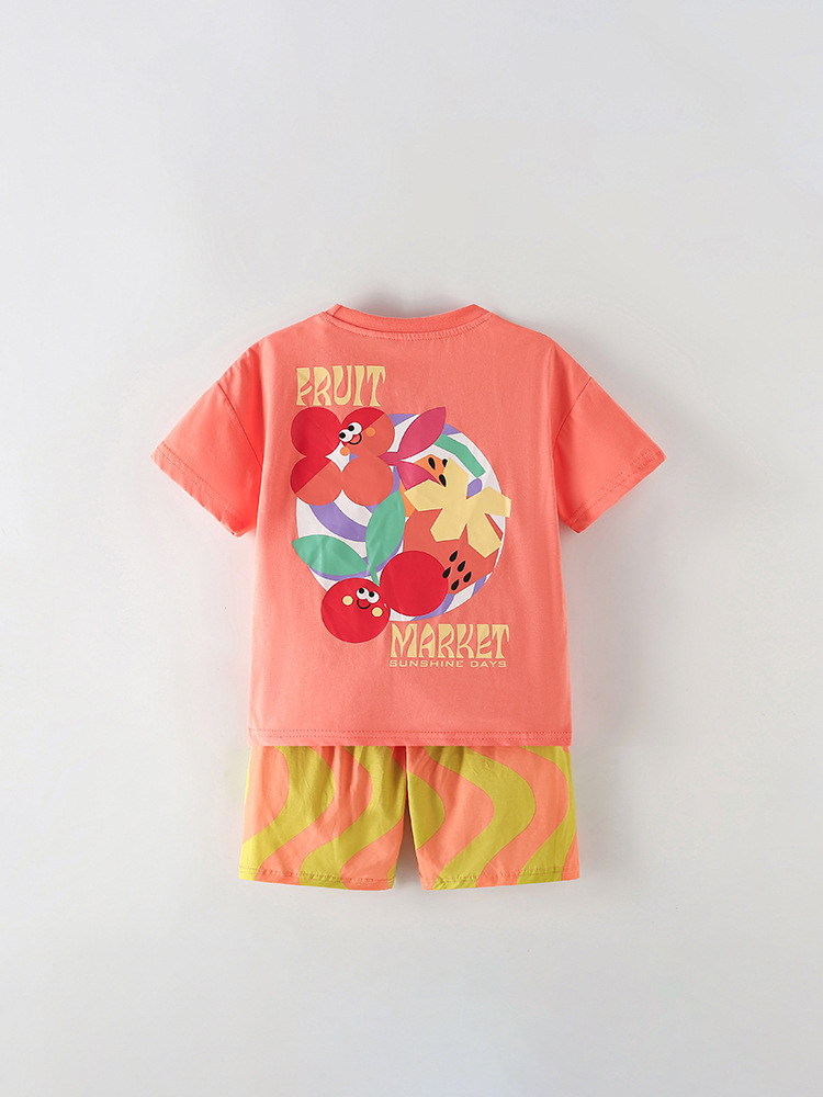 Malwee transfronterizo nuevo conjunto de niñas verano simple versátil europeo y americano de tendencia para niños pequeños y medianos niños cómodos dos piezas