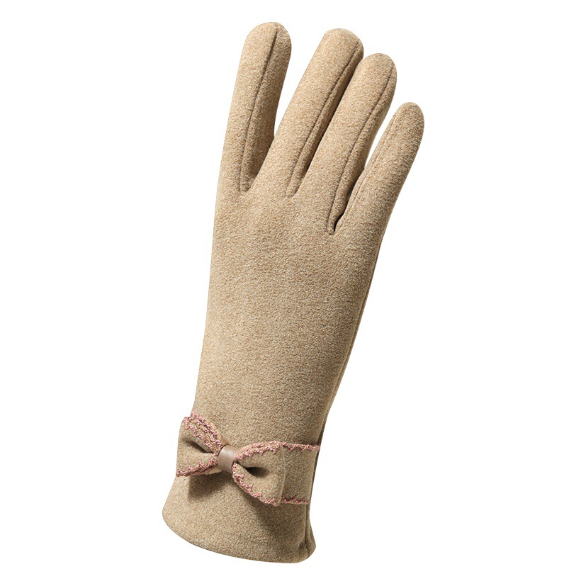 Guantes de mujer Otoño e Invierno forrados de lana cálido estilo coreano lindo terciopelo a prueba de frío nueva pantalla táctil conducción fábrica al por mayor