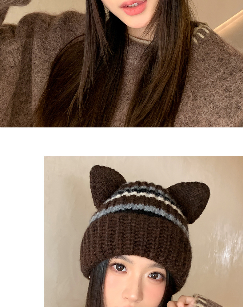 Amerikanischer Stil, süß, cool, dicker, gestreifter Strickpullover aus Schweineohrwolle für Herbst und Winter, warm, lässig, vielseitig, winddicht_voghion.com