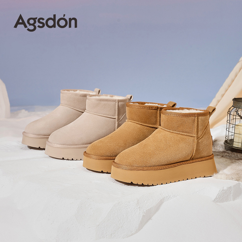 Botas de nieve de fondo grueso para mujeres 2025 nuevos zapatos de algodón de invierno gruesos de peluche botas cortas
