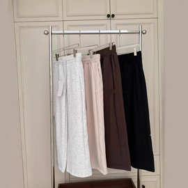 新款LU同款Scuba抽绳加绒阔腿裤女秋冬新款高腰垂感休闲女宽松百