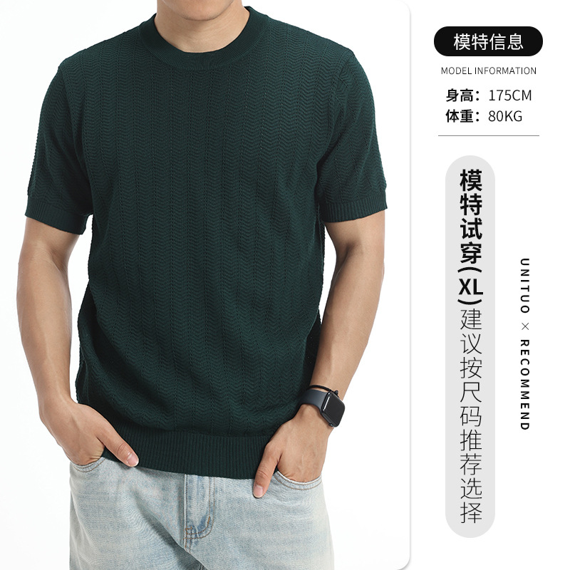 Hombres camisetas de hielo de punto de hombre de alto nivel de negocios casual camiseta de aire seco de verano Paul camiseta de mangas cortas hombre