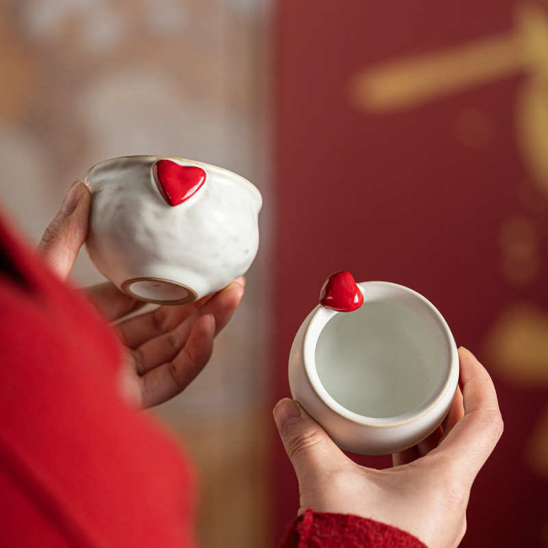 国潮一心一意夫妻情侣对杯茶杯主人杯送长辈朋友结婚新婚乔迁伴手