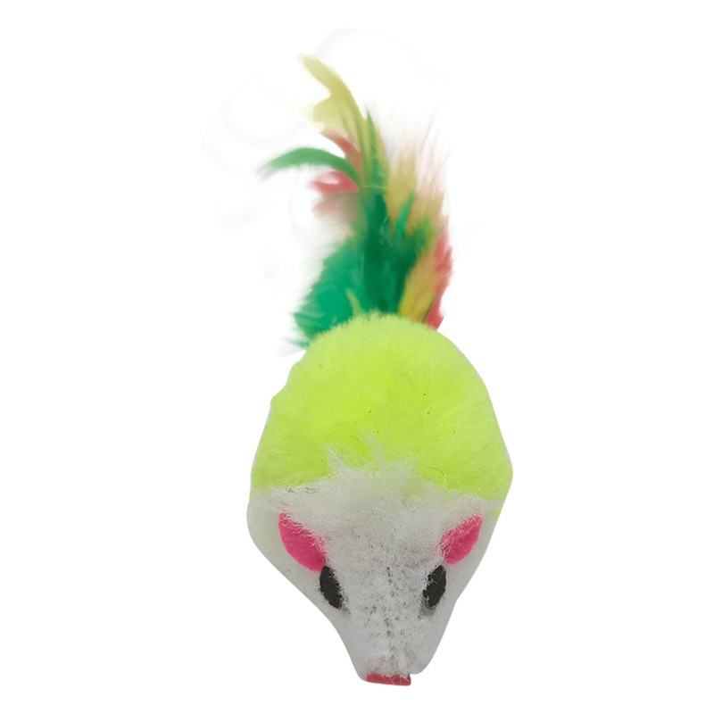 Factory supply Cat plush mouse toy colorful feather tail simulation mouse funny cat toy plush toy