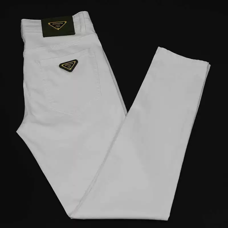 Европейские летние новые белые узкие мужские джинсы 2025 тонкие в корейском стиле европейские длинные брюки