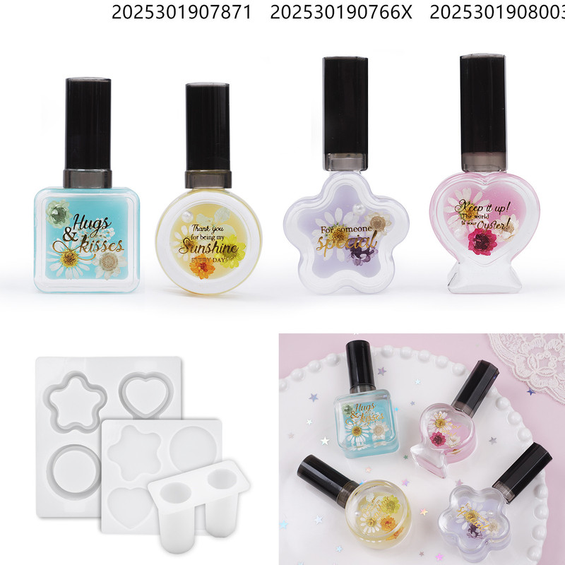 diy crystal drop glue epoxy resin uv glue quicksand nail polish love round keychain mirror silicone mold