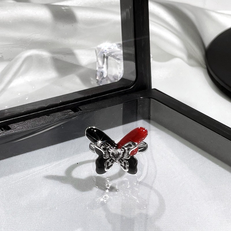 Großhandel IG-Stil Schmetterling Kupfer Emaille Überzug Inlay Strasssteine Offener Ring display picture 17