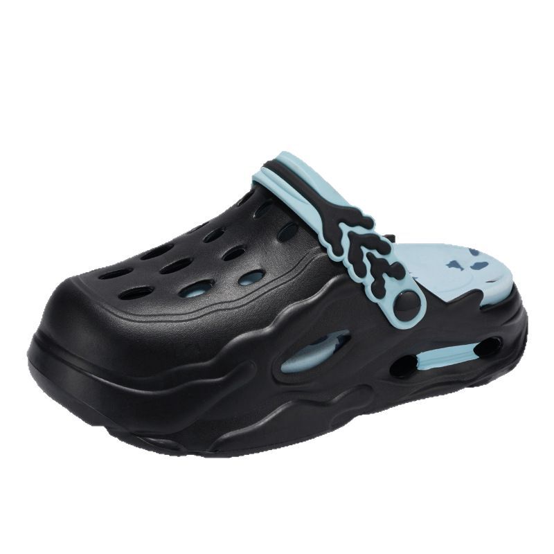 Nuevos zapatos con agujeros para hombres, suela gruesa antideslizante, zapatillas Baotou, sandalias de playa de moda de verano para hombres