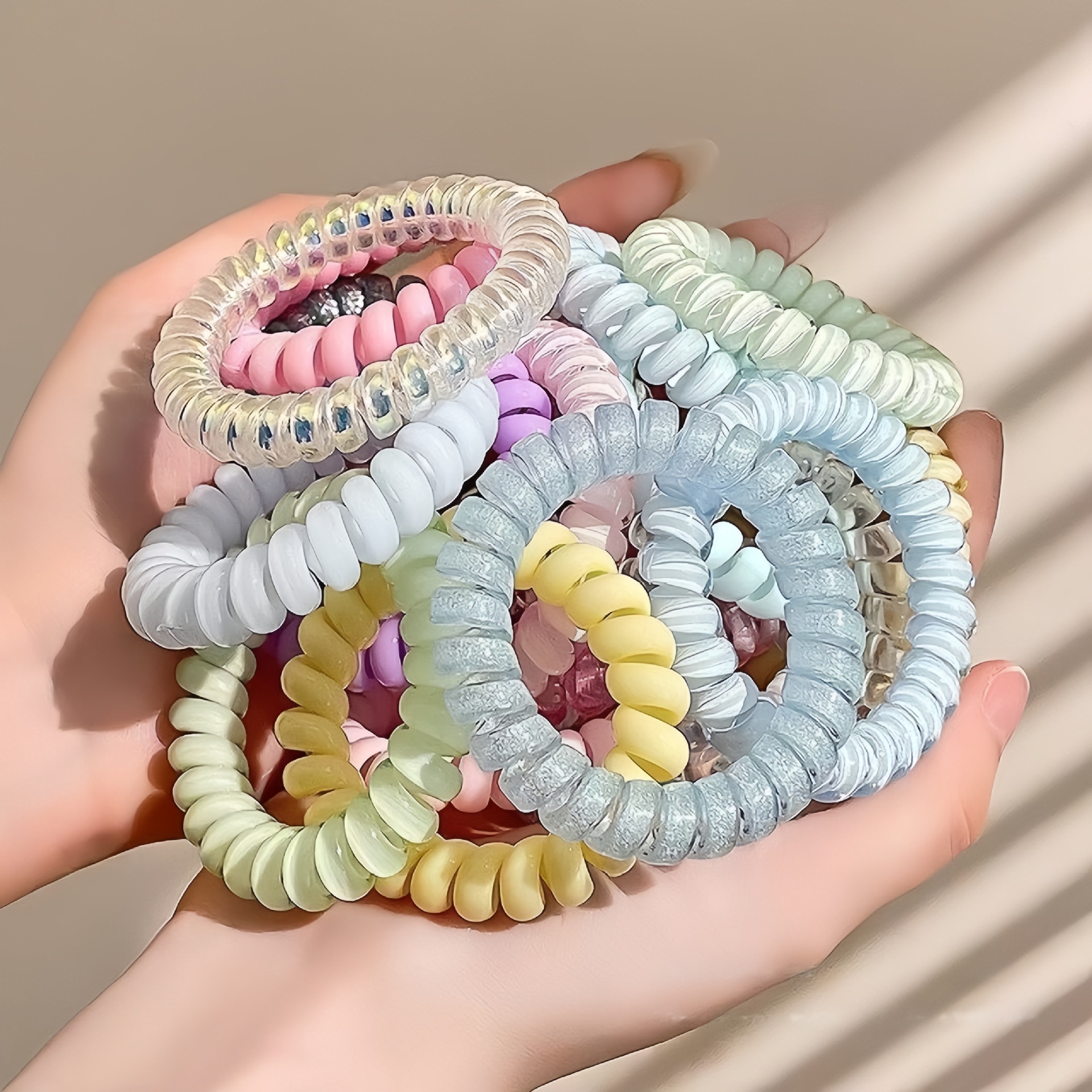 Korean-Style High-Quality Grape Coconut Hair Tie with Polka Dots, Telephone Line Style, Fresh and Versatile for Summer, Suitable for Daily Use