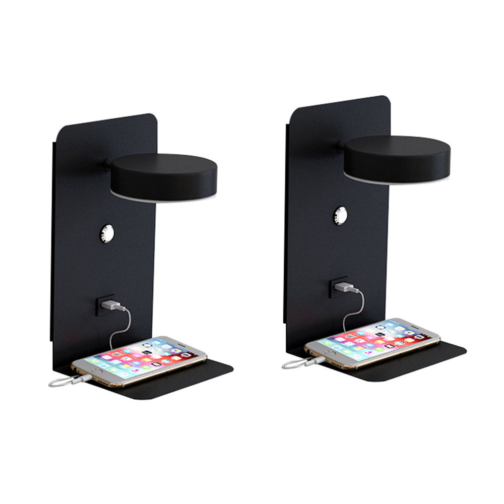 Lámpara de pared táctil de tres colores electrodeless atenuación USB recargable LED Lámpara de lectura de luz de lujo minimalista dormitorio lámpara de noche 12W