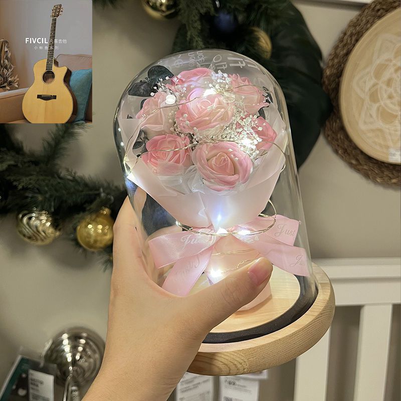 [인기추천] 첫사랑 - 디즈니 핑크장미 7송이 - 선물가방 + 축하카드 + 배터리 [완제품배송]