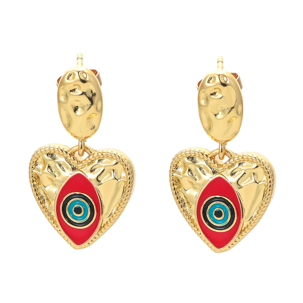 Boucles D&#39;oreilles En Cuivre Oeil Du Diable Dégoulinant D&#39;huile Colorée De Style Hip-pop En Gros display picture 5