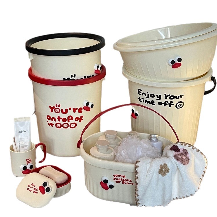 Juegos de lavado de viento crema dormitorio de estudiantes taza de dientes caja de jabón cubo lavabo artículos de primer año conjunto de seis piezas para estudiantes universitarios image 5