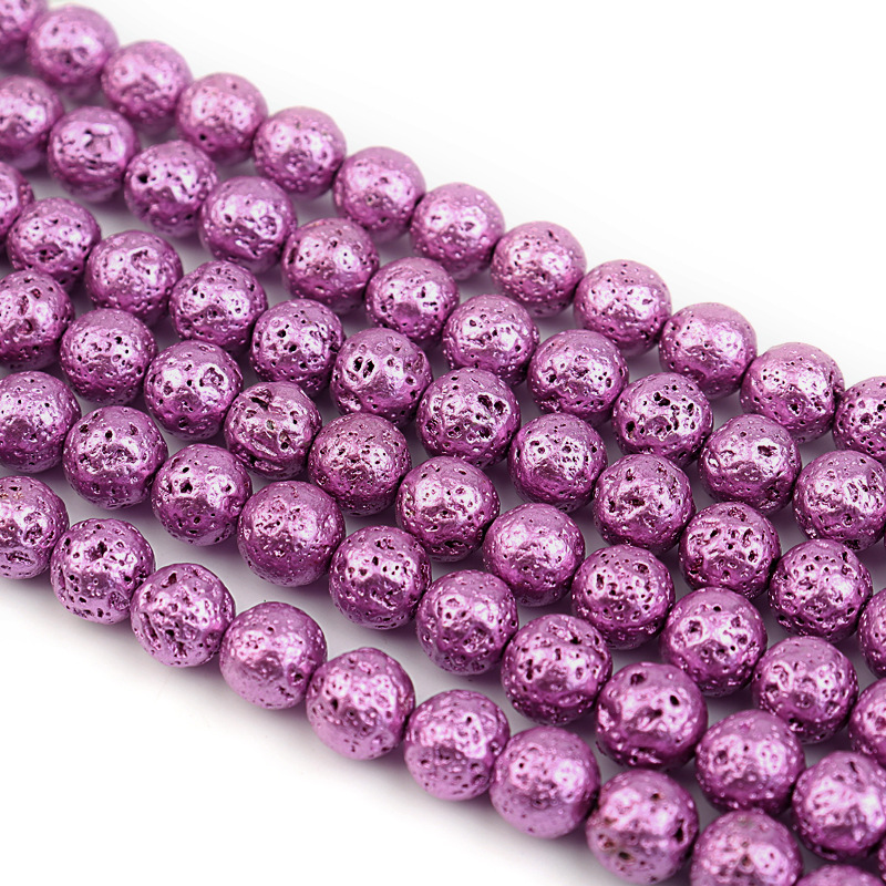 8mm Natural Volcanic Stone Scattered Water-plated Volcanic Rock Round Beads display picture 1