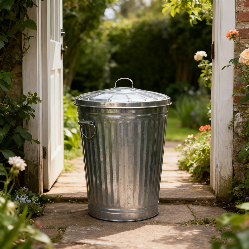 13.1-gallon galvanized metal storage bin is suitable for storing pet food in outdoor entry areas 13.1-gallon galvanized metal storage bin is suitable for storing pet food in outdoor entry areas