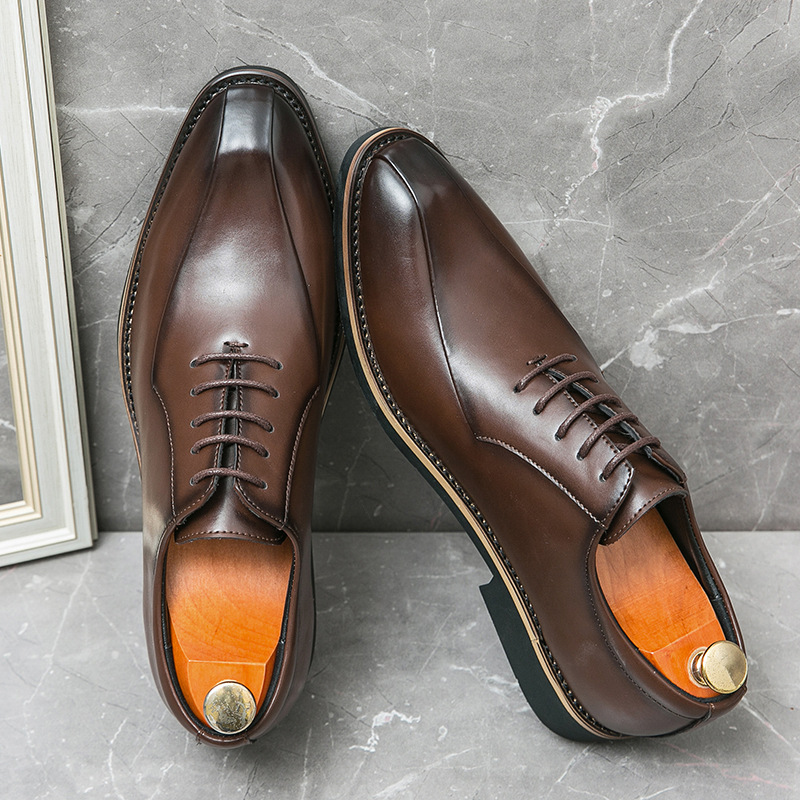 Zapatos de hombre, zapatos de vestir de negocios de talla grande transfronterizos, zapatos de cuero de cena de hombre de moda, zapatos de cuero casuales de corte bajo de estilo británico de moda image 9