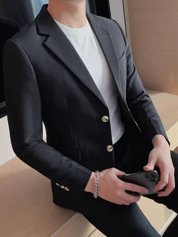 Мужской весенний костюм slim‑fit: пиджак и брюки, легкий, размеры M–4XL