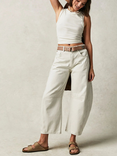 2025 new Amazon Xiyin cross-border European and American autumn casual loose mid-waist tube women's jeans