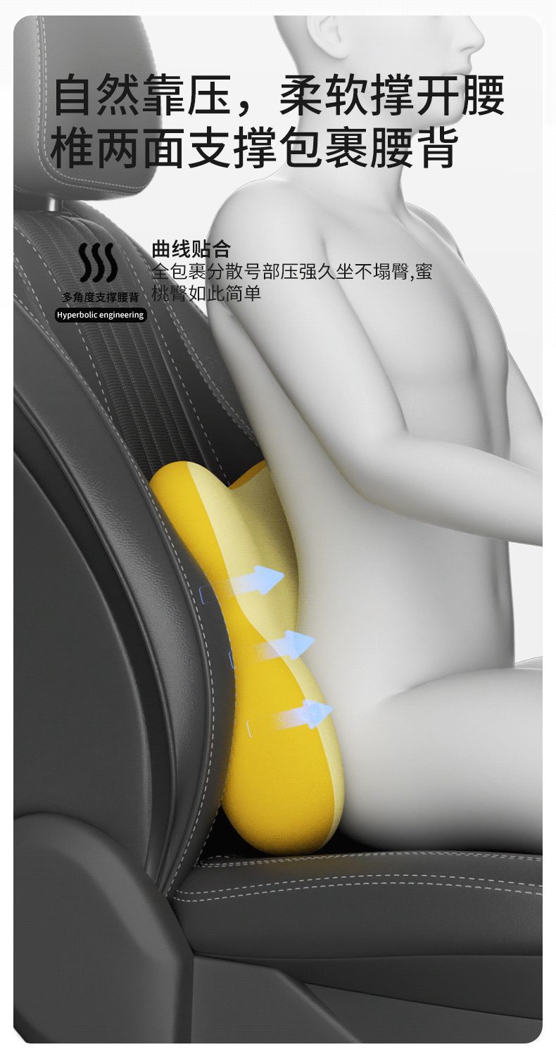 Car Headrest and Lumbar Support for Office Long Sitting, Memory Foam Slow Rebound Driver's Seat Lumbar Support Headrest