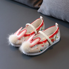 Hanfu Embroidered Shoes for Girls, Old Beijing Fabric Shoes, Handmade Children's Dance Shoes, Chinese Style Costume Embroidered Shoes for Kids