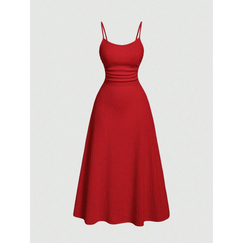 2025 comercio exterior mujeres vestidos 1pc damas romántico pliegue ajustable correa de hombro delgada vestido