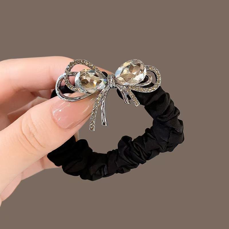 Koreanischer Kristall-Haargummi für Damen, Herbst/Winter, hochwertige Strass-Schleife, hochelastisches Haarband_voghion.com