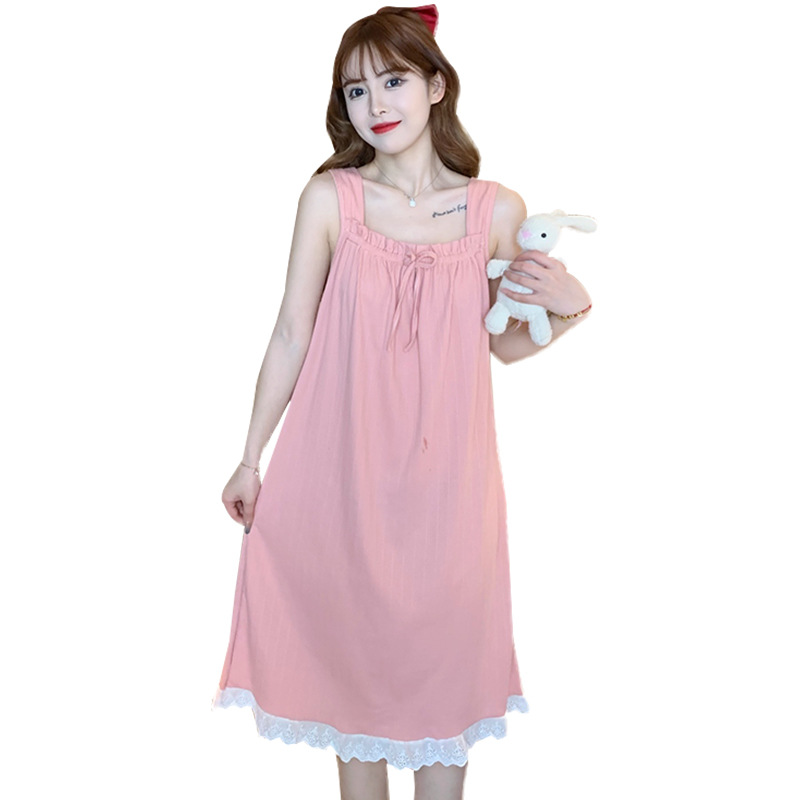 Princess Wind Hanging Pijamas mujeres de verano encaje medio largo simple y sexy leche de seda de comercio exterior ropa doméstica transfronteriza