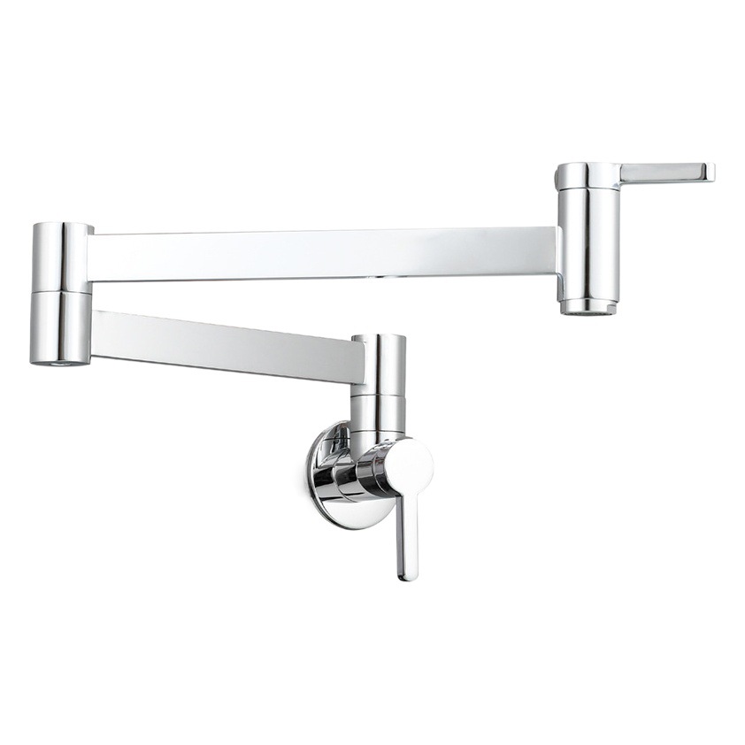 Cuadrado de cobre doble interruptor Cuenca del grifo de la cocina montado en la pared plegable solo grifo de frío piscina MOP grifo alargado