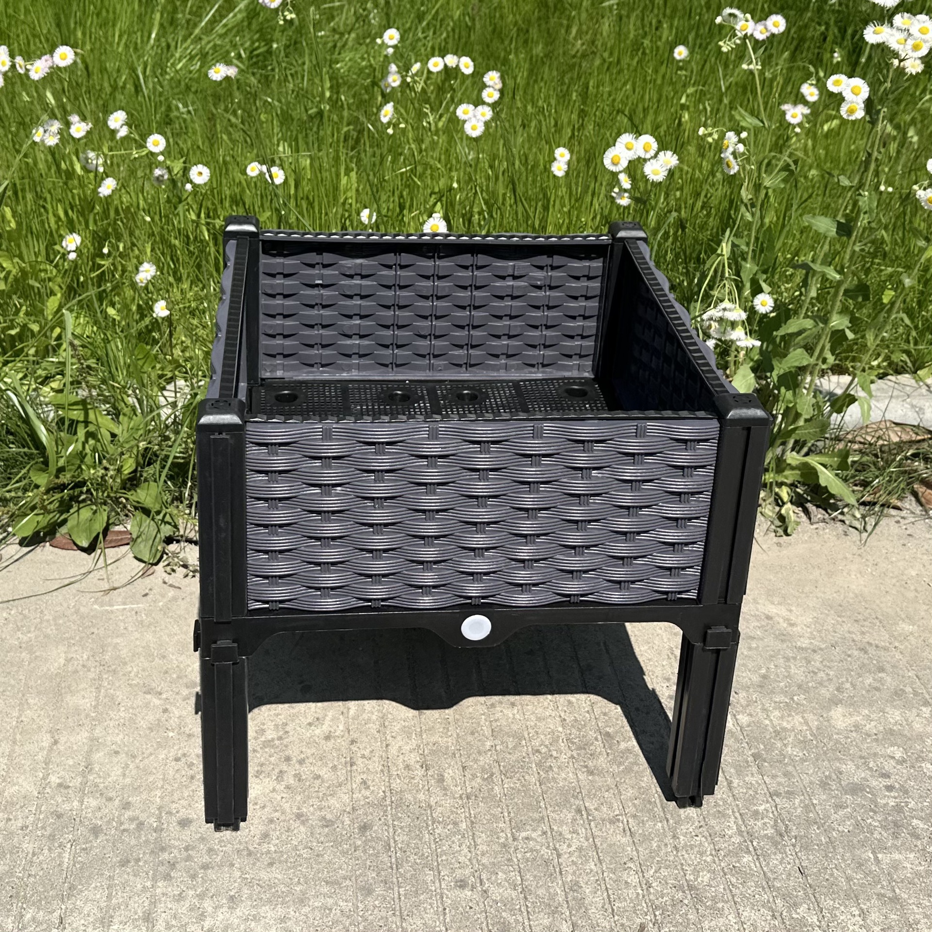 Caja de plantación multifuncional engrosada maceta rectangular combinada de plástico de resina olla vegetal balcón caja de flores larga