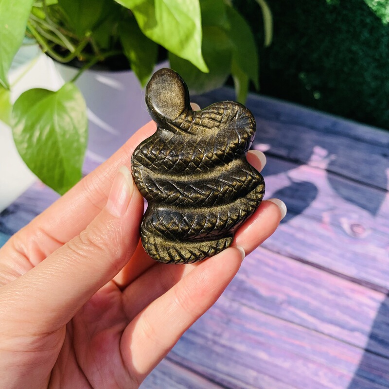 天然水晶金曜石原石雕刻蛇 水晶小摆件挂件  热销 图 2