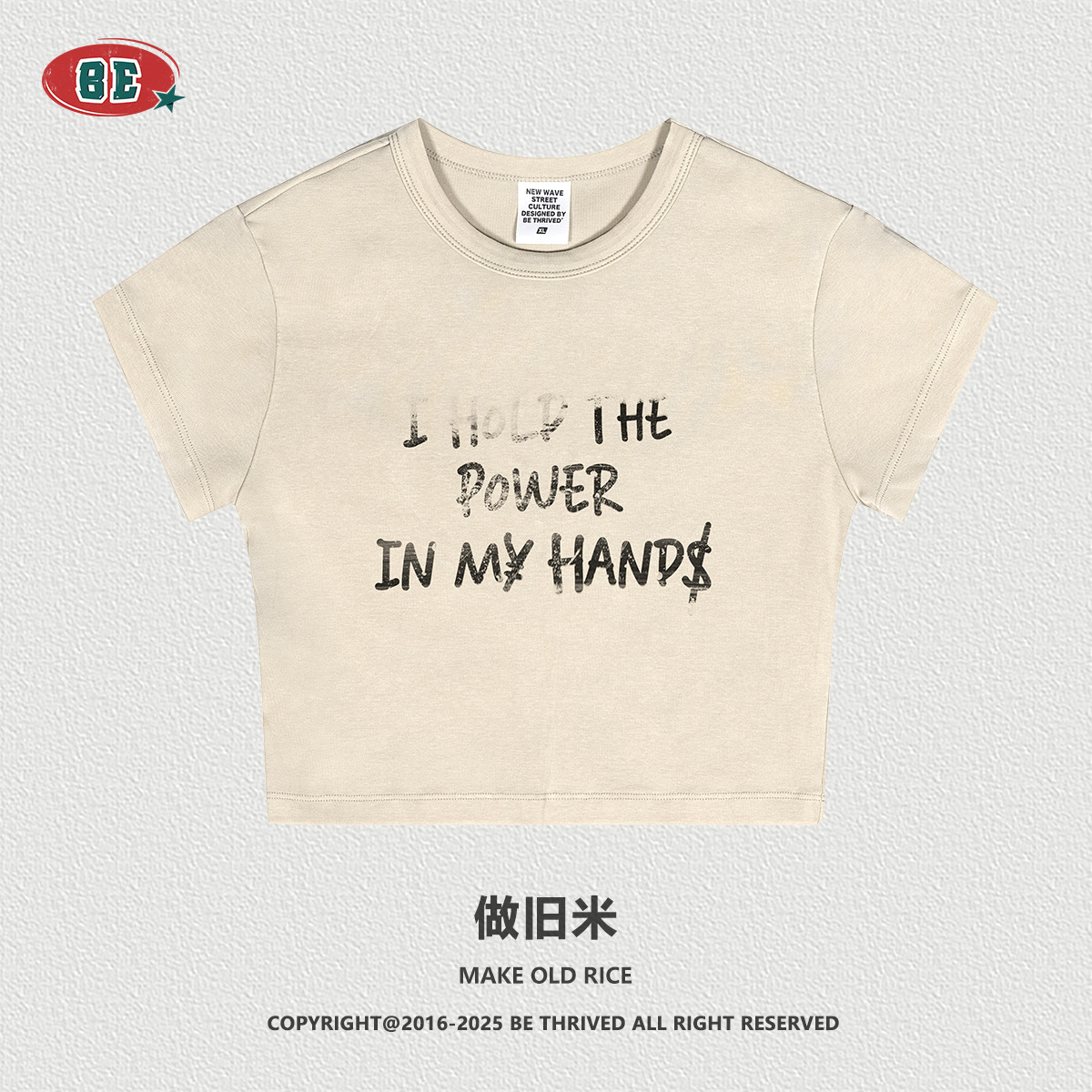 Ropa de Mujer BE | Camiseta corta de verano 2025 con estampado de letras, estilo europeo y americano, cuello redondo, manga corta, ajustada y moderna para mujer image 7