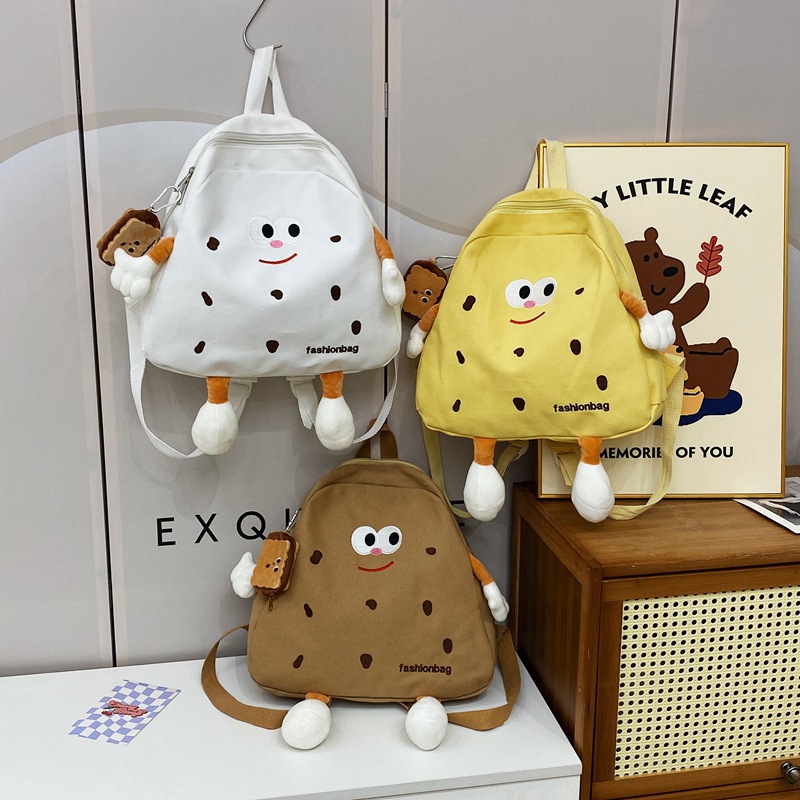 Borsa in tela di formaggio carina Instagram coreana per ragazze morbide, borsa da scuola per bambini, zaino versatile di grande capacità_voghion.com