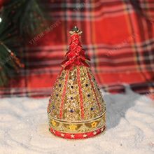 外贸珐琅彩首饰盒圣诞树摆件七宝烧圣诞节礼物欧式手工艺品跨境