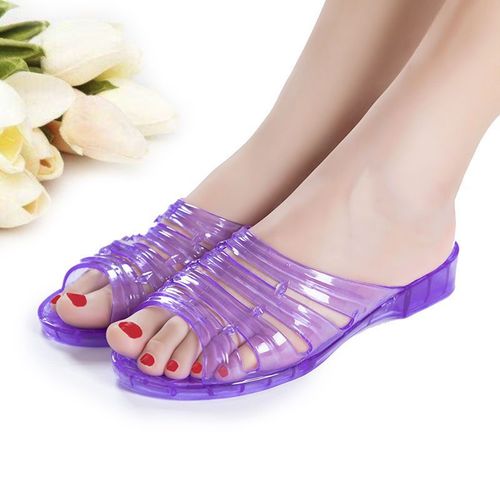 Non-slip Princess Crystal Clear Mid-Heel Slippers for Women – Anti-Slip, Thick-Soled Bath & Home Use Slides by Shihua Chengnian