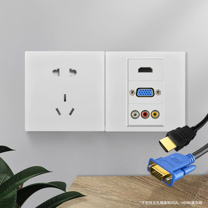 Стена 86 компьютер ТВ HD 4K мультимедийная панель HDMI+VGA+три отверстия лотос аудио видео розетка
