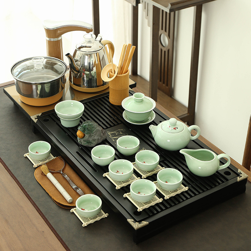 茶器セット家庭用全自動セット工夫茶杯紫砂茶道オフィス一体茶台実木茶盤|undefined