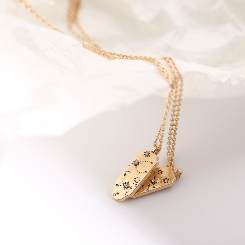 Retro 12 Constellation Pendant Tag Necklace Star Pattern Diamond Clavicle Chain Sweater Chain display picture 3