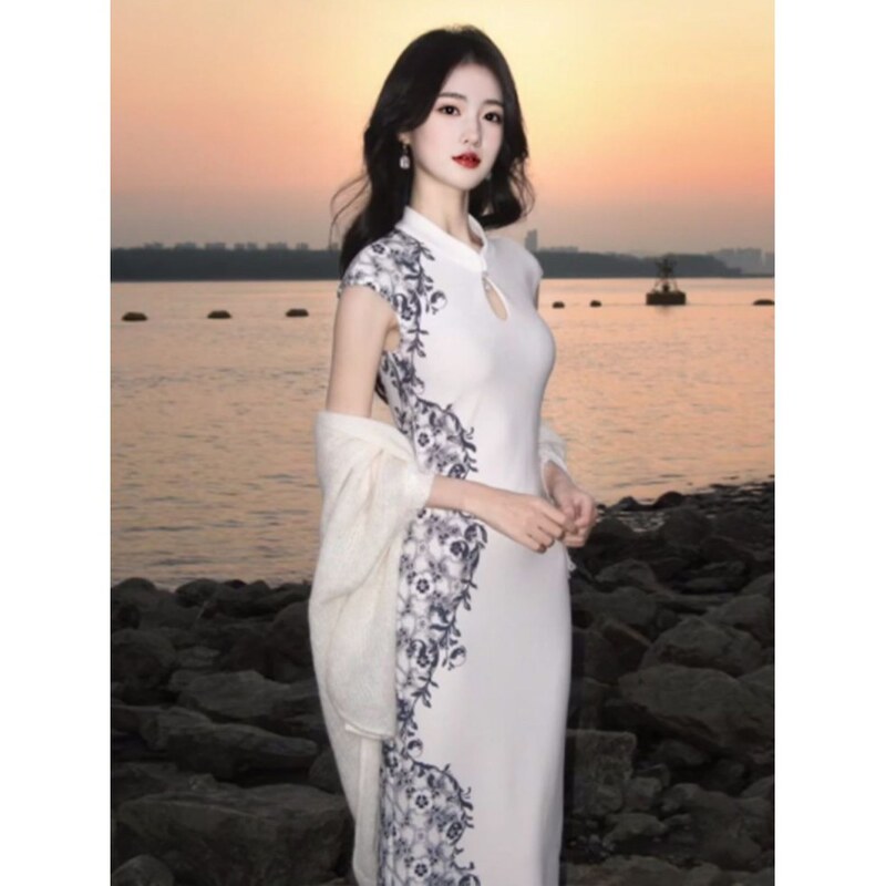 Temperament socialite royal elder sister style ten thousand kinds of skirt cool feeling new Chinese improved cheongsam slim dress