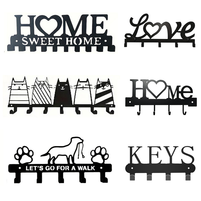 跨境金属艺术装饰挂钩铁艺墙壁收纳置物架keysholder玄关钥匙挂架