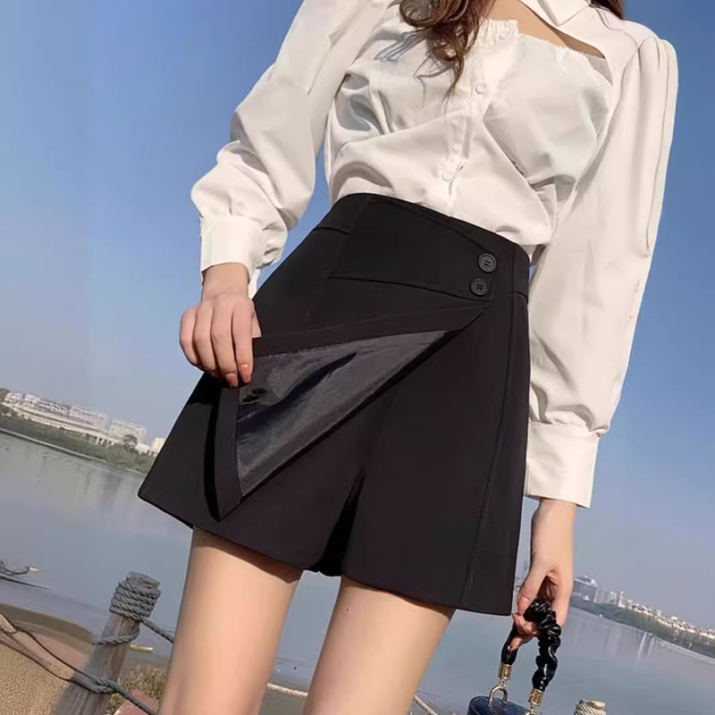 Irregular design suit culottes spring high waist shorts women's A- line hip slimming temperament row button front skirt back pants
