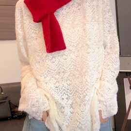 欧货洋气蕾丝衫上衣秋季新款大码女胖显瘦遮肉中长款长袖打底衫