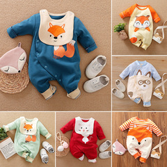 嬰兒連體衣狐狸款可愛寶寶外出衣服春秋新生兒哈衣卡通長袖外貿
