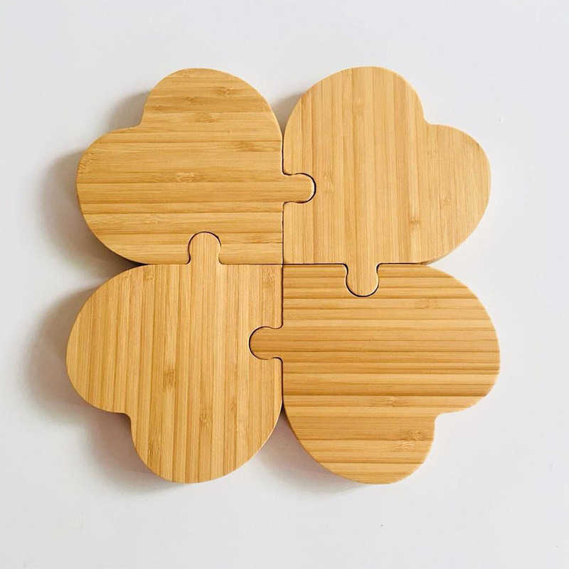 Bandeja de bambú creativa en forma de rompecabezas bandeja de aperitivos desmontable bandeja de fruta de bambú multifuncional en forma de bandeja