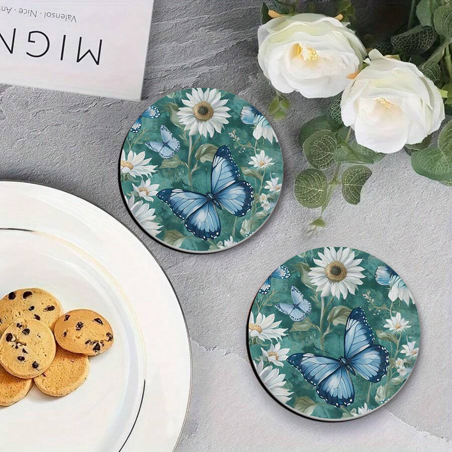 Amazon almohadilla de mesa redonda almohadilla de mariposa de flores almohadilla de aislamiento térmico almohadilla de taza de automóvil almohadilla de taza de café almohadilla de taza de té almohadilla de taza de té