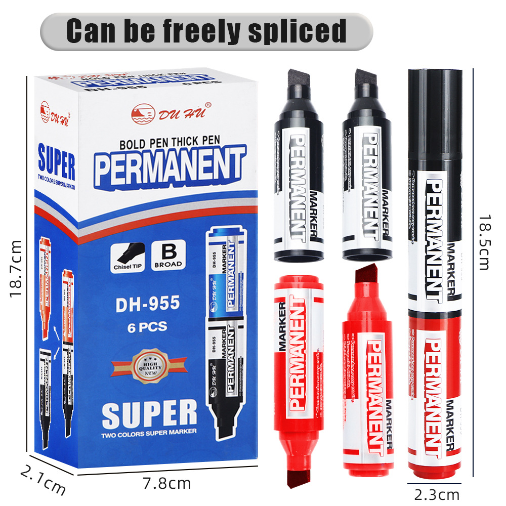 Transfronterizos 10MM pluma multi-sección marcador conjunto impermeable no se desvanece conveniente pluma de cabeza grande negro no borrable pluma negra