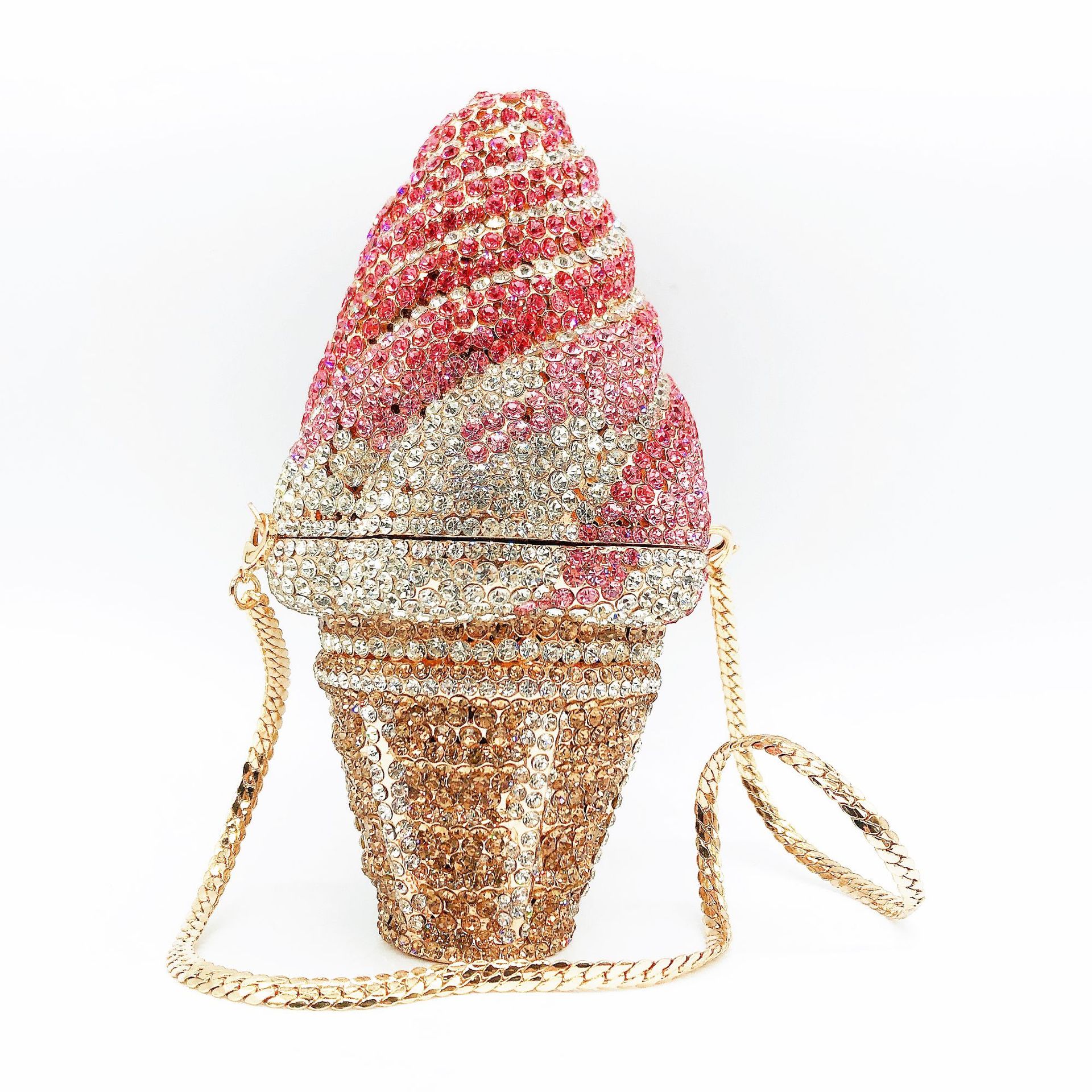 Túi clutch nữ đính đá dạ hội phong cách châu Âu — màu cầu vồng, Khoai môn tím, màu phấn, màu vàng chi tiết 8