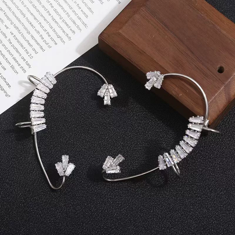 Сережки-ушки, дизайны из циркона и бахромы, клипсы без пирсинга, серебристые или золотистые