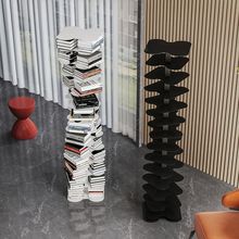北欧螺旋书架书本收纳架多层落地置物架旋转铁艺现代隐形转角书柜