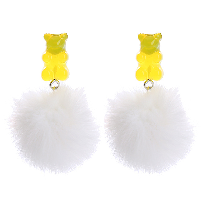 18g Weight Earrings Classification 1 Pair Quantity Daily Occasion Resin Material Bear Pattern Women'S Gender Epoxy Design Fashion Style Fashion Bear Resin Epoxy Women's Earrings 1 Pair 13